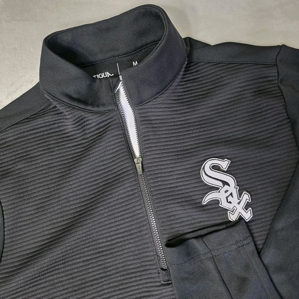 MLB Chicago White Sox Black Medium 1/4 Zip Pullover Shirt Antigua Baseball